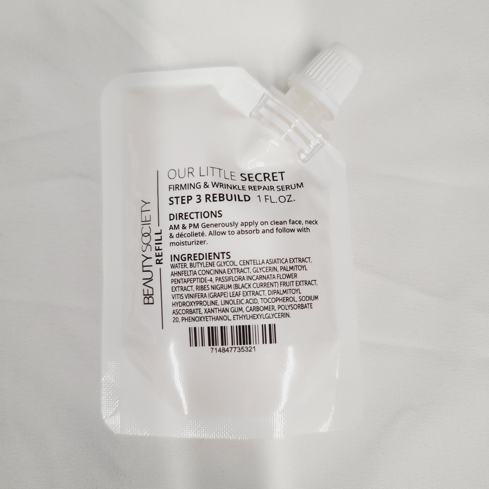 Beauty Society: Our Little Secret Serum Refill Pouch 1oz, New & Sealed